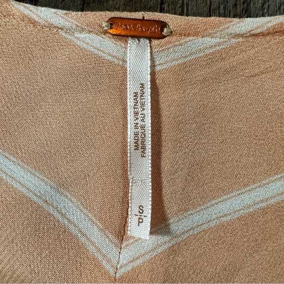 FREE PEOPLE Blouse Womens Small Pink & White Stripe Samifran Balloon Sleeve Top - Picture 6 of 11